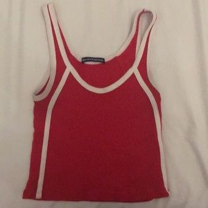 Brandy Melville red Lauren tank with white piping